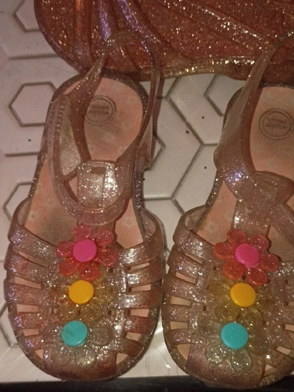 Kids Sparkle Jelly Sandals - Rose Gold